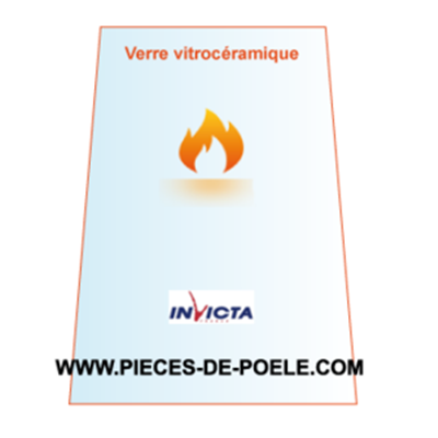 Verre vitrocéramique trapèze 410/350x565x4mm = INVICTA Réf. AX605644A = AX605644 (DISPO)