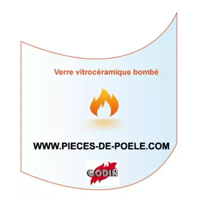 Verre vitroc�ramique bomb� 838x470mm pour foyer Godin Arcade ou Philippe Radiante