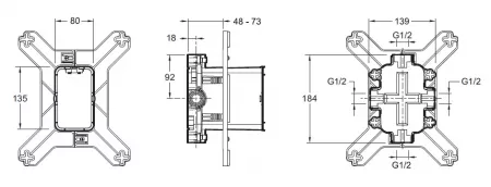 Bo&icirc;tier universel &agrave; encastrer Modulo - JACOB DELAFON R&eacute;f. 98699D-NF
