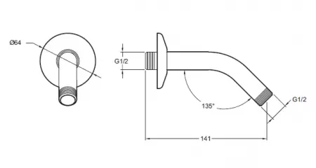 Bras 45&deg; pour douche de t&ecirc;te Moxie Chrome - JACOB DELAFON R&eacute;f. E11626-CP