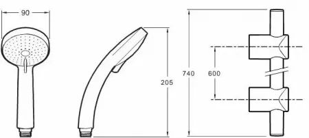 Ensemble de douche Citrus &Oslash; 90 avec barre m&eacute;tallique Chrome - JACOB DELAFON R&eacute;f. E12907-CP