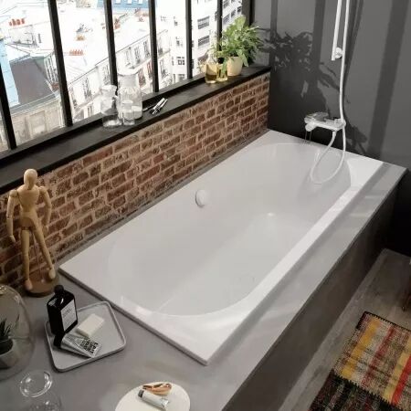 Vidage complet blanc brillant extra-plat pour baignoire - JACOB DELAFON R&eacute;f. E6D015-00 (SUIVI)