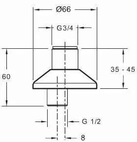 Jeu de raccords muraux excentr&eacute;s m&acirc;les (G1/2 - G3/4) Chrome - JACOB DELAFON R&eacute;f. E75414-CP