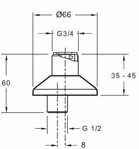 Jeu de raccords muraux excentr&eacute;s m&acirc;les avec silencieux (G1/2 - G3/4) Chrome - JACOB DELAFON R&eacute;f. E75416-CP