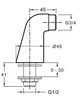 Paire de raccords chrom&eacute;s colonnettes (G1/2 - G3/4) - JACOB DELAFON R&eacute;f. E75456-CP