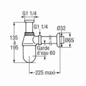 Siphon &agrave; culot pour lavabo Chrome - JACOB DELAFON R&eacute;f. E78286-CP