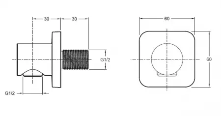 Coude de raccordement mural Modulo Chrom&eacute; - JACOB DELAFON R&eacute;f. E8463-CP