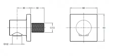Coude de raccordement Modulo Square Chrom&eacute; - JACOB DELAFON R&eacute;f. E8467-CP