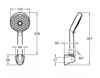 Ensemble de douche Awaken Geometric Chrom&eacute; - JACOB DELAFON R&eacute;f. E76758-CP