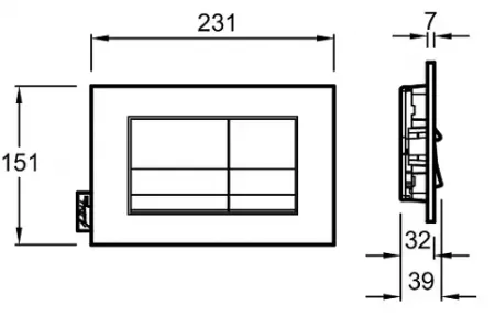Plaque de commande chrome brillant pour b&acirc;ti WC - JACOB DELAFON R&eacute;f. E20858-CP
