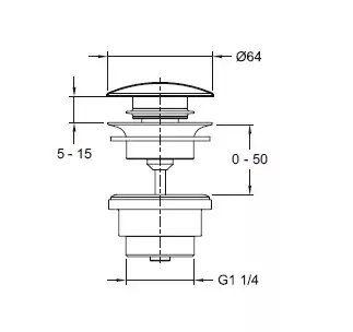 Bonde vidage clic-clac Noir mat - JACOB DELAFON R&eacute;f. E30536-BL