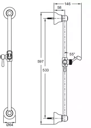 Barre de douche Cl&eacute;o 1889 Chrom&eacute; - Jacob Delafon R&eacute;f. E27303-CP