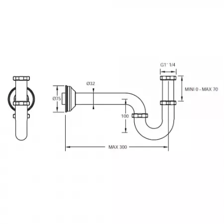 Siphon Cl&eacute;o 1889 Chrom&eacute; - Jacob Delafon R&eacute;f. E27315-CP