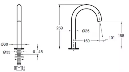 Bec tube seul Grands Boulevards Chrom&eacute; - JACOB DELAFON R&eacute;f. E25387-CP