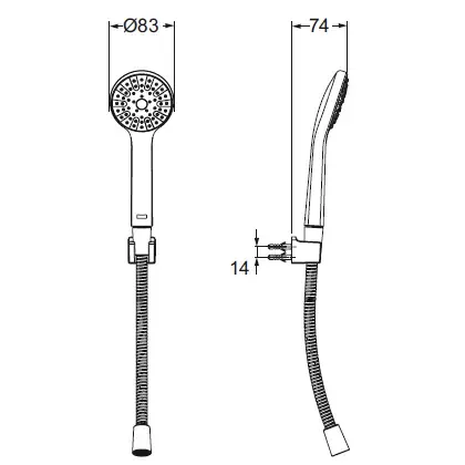 Set de douche Eco 80 Chrom&eacute; - JACOB DELAFON R&eacute;f. E31174-CP