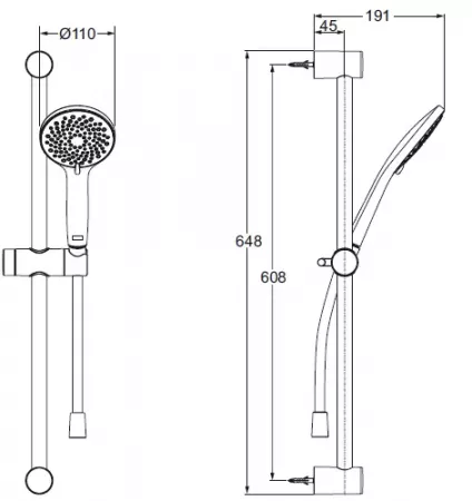 Set de douche Eco 100 Chrom&eacute;  - JACOB DELAFON R&eacute;f. E31176-CP