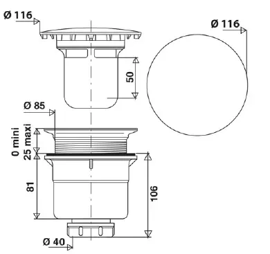 Bonde sortie verticale &Oslash;90mm Chrom&eacute; - JACOB DELAFON R&eacute;f. E6761-CP