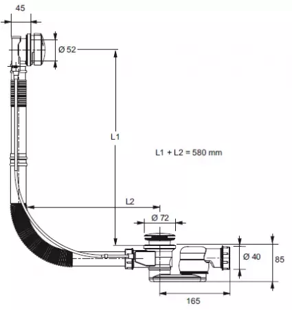 Vidage complet blanc mat extra-plat pour baignoire - JACOB DELAFON R&eacute;f. E6D172-WPM