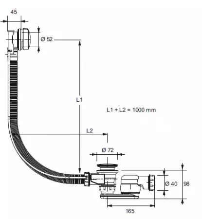Vidage complet blanc mat pour baignoire - JACOB DELAFON R&eacute;f. E6D173-WPM