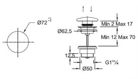 Bonde de vidage clic-clac c&eacute;ramique Gris orage - JACOB DELAFON R&eacute;f. E78262-MG2