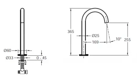 Bec tube haut Grands Boulevards Laiton bross&eacute; - Jacob Delafon R&eacute;f. E25388-2MB