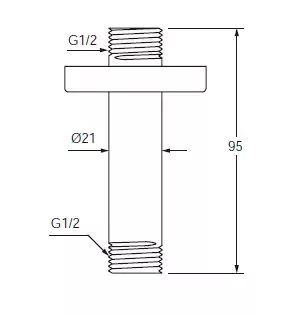 Bras de douche plafond 76mm Chrom&eacute; - Jacob Delafon R&eacute;f. E26319-CP