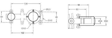 M&eacute;canisme pour mitigeur lavabo mural encastr&eacute; Grands Boulevards Laiton bross&eacute; - Jacob Delafon R&eacute;f. E28138-2MB