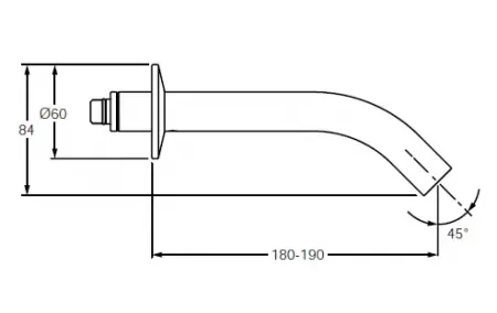 Bec mural encastr&eacute; seul pour lavabo Grands Boulevards Chrom&eacute; - JACOB DELAFON R&eacute;f. E27341-ND-CP