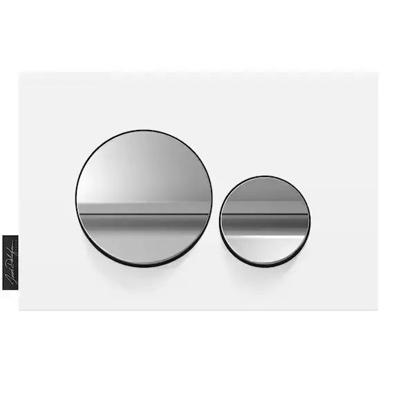 Plaque commande double touche Chrom� brillant / Blanc mat - JACOB DELAFON R�f. E20859-CP-MWH