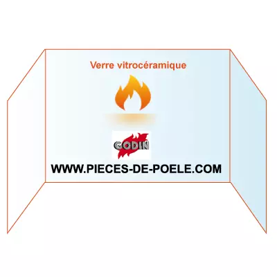 Verre vitroc�ramique prismatique 178/438/178x442mm - GODIN R�f. 00001307496