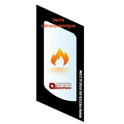 Verre vitrocéramique sérigraphié 523x381x4mm - EXTRAFLAME Réf. 002276417