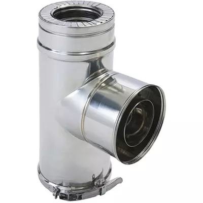 T� isol� 90� piquage simple 80 femelle �80/130mm inox double paroi DUOTEN - TEN R�f. 528088
