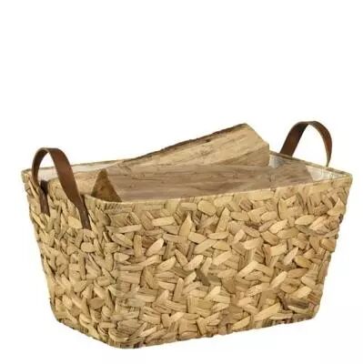 PROMO : Corbeille � b�ches / granul�s BALTIK en jacinthe d'eau & cuir (b�ches 33cm) - DIXNEUF R�f. 005.1265