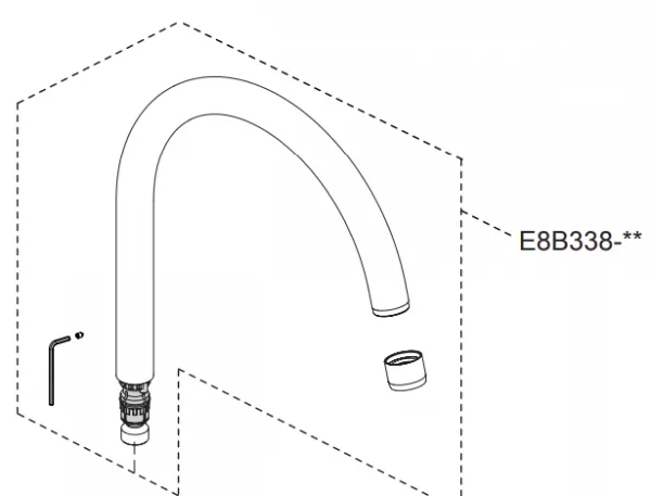 Bec tube �vier JD - Jacob Delafon R�f. E8B338-CP