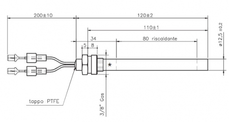 Bougie 120 mm raccord 3/8 réf. 14701032 (SUIVI)