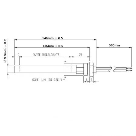 Bougie 146 mm raccord 3/8 réf. 14701002 (SUIVI)