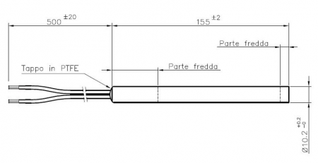 Bougie 155 mm Ø 10.2 mm sans raccord réf. 14701017 (SUIVI)