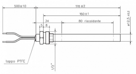 Bougie 170 mm raccord 1/2 réf. 14701030 (SUIVI)