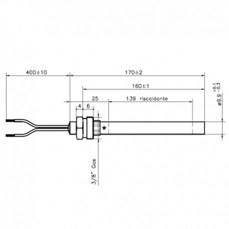 Bougie 170 mm raccord 3/8 réf. 14701077 (SUIVI)