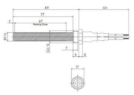 Bougie 94 mm raccord 3/8 version percée réf. 14701051 (SUIVI)
