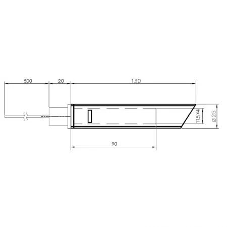 Bougie quartz 350 watts avec tube porte résistance longueur 130 mm (SUIVI)