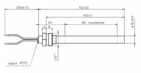 Bougie résistance allumage granulés adaptable diamètre 16 mm / 140mm sous écrou / puissance 400 watts (SUIVI)