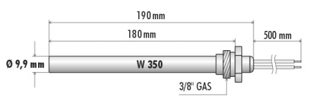 Bougie résistance allumage granulés adaptable diamètre 9.9 mm / 180mm sous écrou / puissance 350 watts (SUIVI)