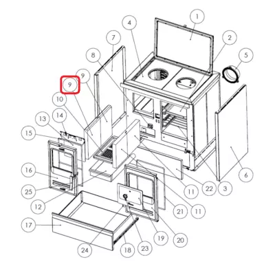 Brique r�fractaire gauche � l\'unit� - LACUNZA r�f. 501210000003