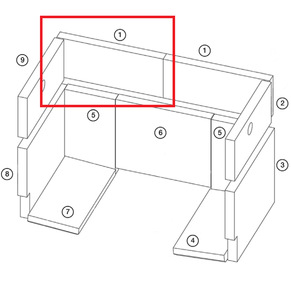 Brique r�fractaire sup�rieure arri�re - STOVAX R�f. RV66BR1