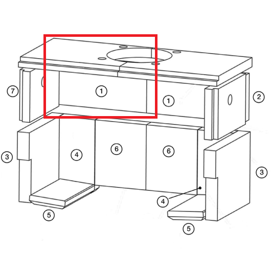 Brique r�fractaire sup�rieure arri�re - STOVAX R�f. RV76BR1