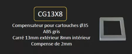 CARRE GRIS POUR CARTOUCHE DIAMETRE 35MM - PAINI R&eacute;f. CG13X8
