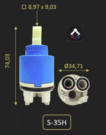 CARTOUCHE BLEU DIAMETRE 35MM POUR  716CR260 PAR EXEMPLE - PAINI R&eacute;f. S35H