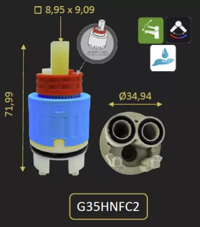 CARTOUCHE &Oslash;35 HAUTE NF C2 U3 ET TEMPERATURE PROGRAMMABLE - PAINI R&eacute;f. G35HNFC2