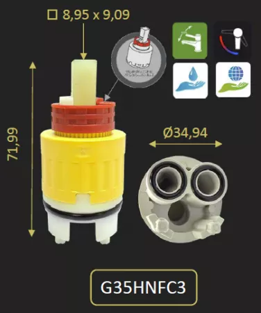 CARTOUCHE &Oslash;35 HAUTE NF C3 U3 ET TEMPERATURE PROGRAMMABLE - PAINI R&eacute;f. G35HNFC3